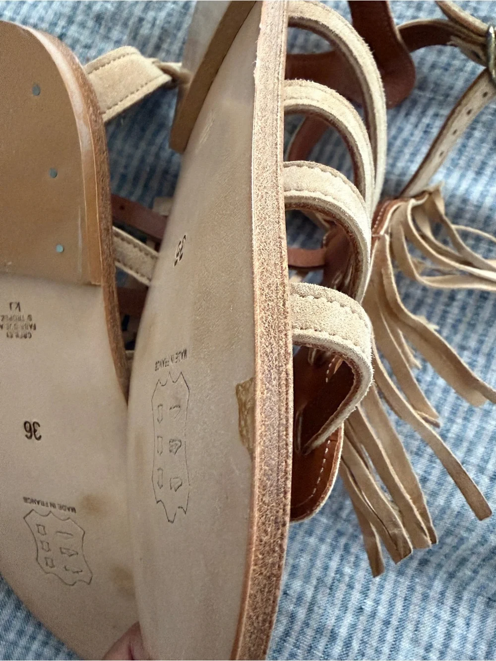 Brand New K.Jacques FREGATE Suede Fringe Gladiator Sandals